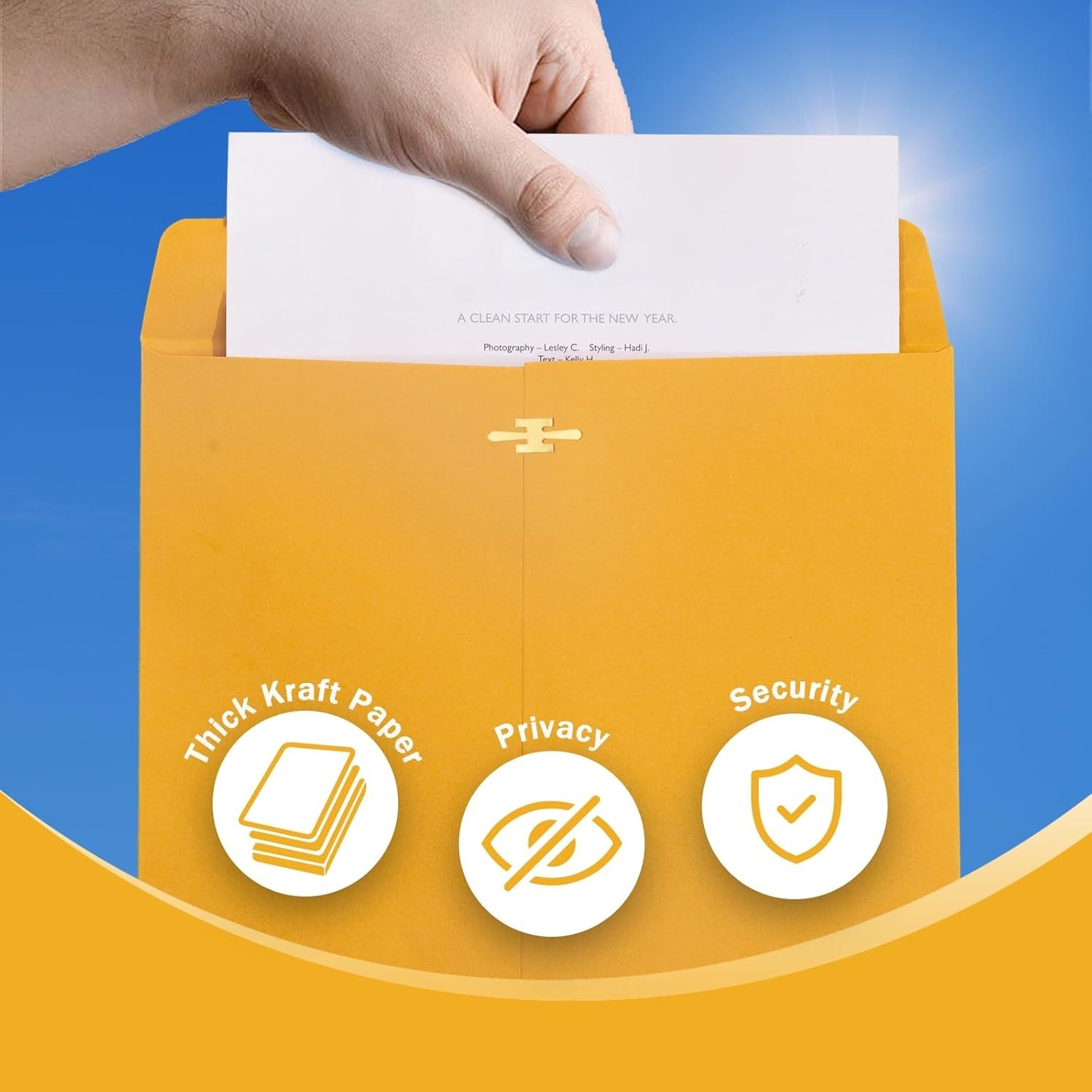 20 Pack Clasp Envelopes 9 x 12, 100 GSM Heavy Paper, Goefun Large Yellow Manilla