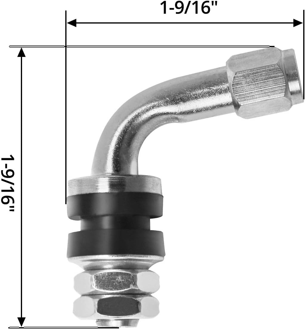 QWORK 4Pcs Tyre Valve Stem, 90 Degree Angled Bolt-in Valve Stems for Car