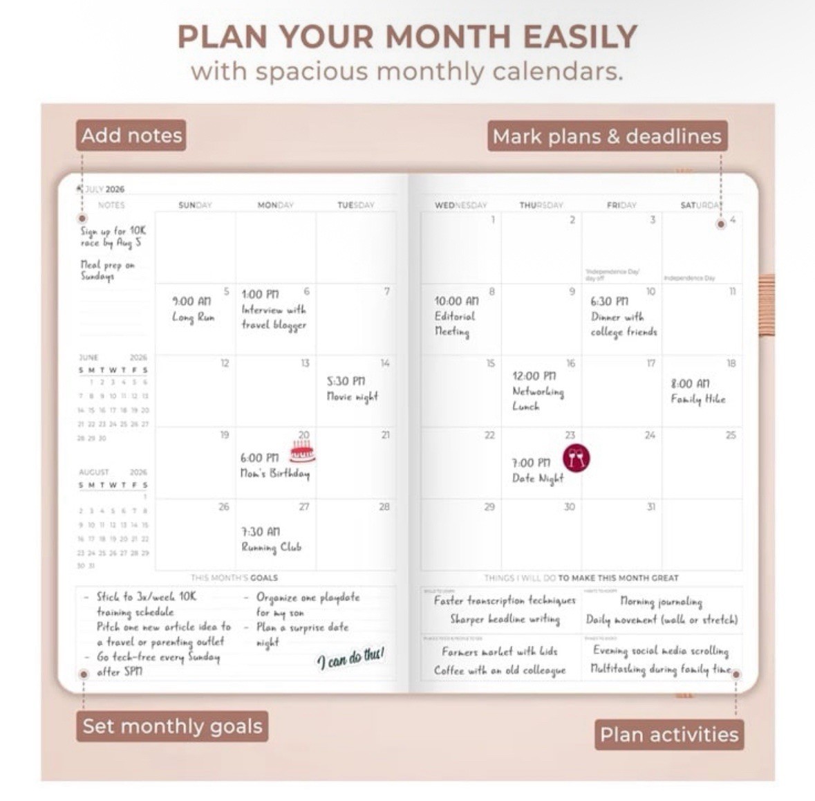 Clever Fox | PRO Dated Hourly Weekly Planner 2026 | A4 8.5×11 | Rose Gold | NWT