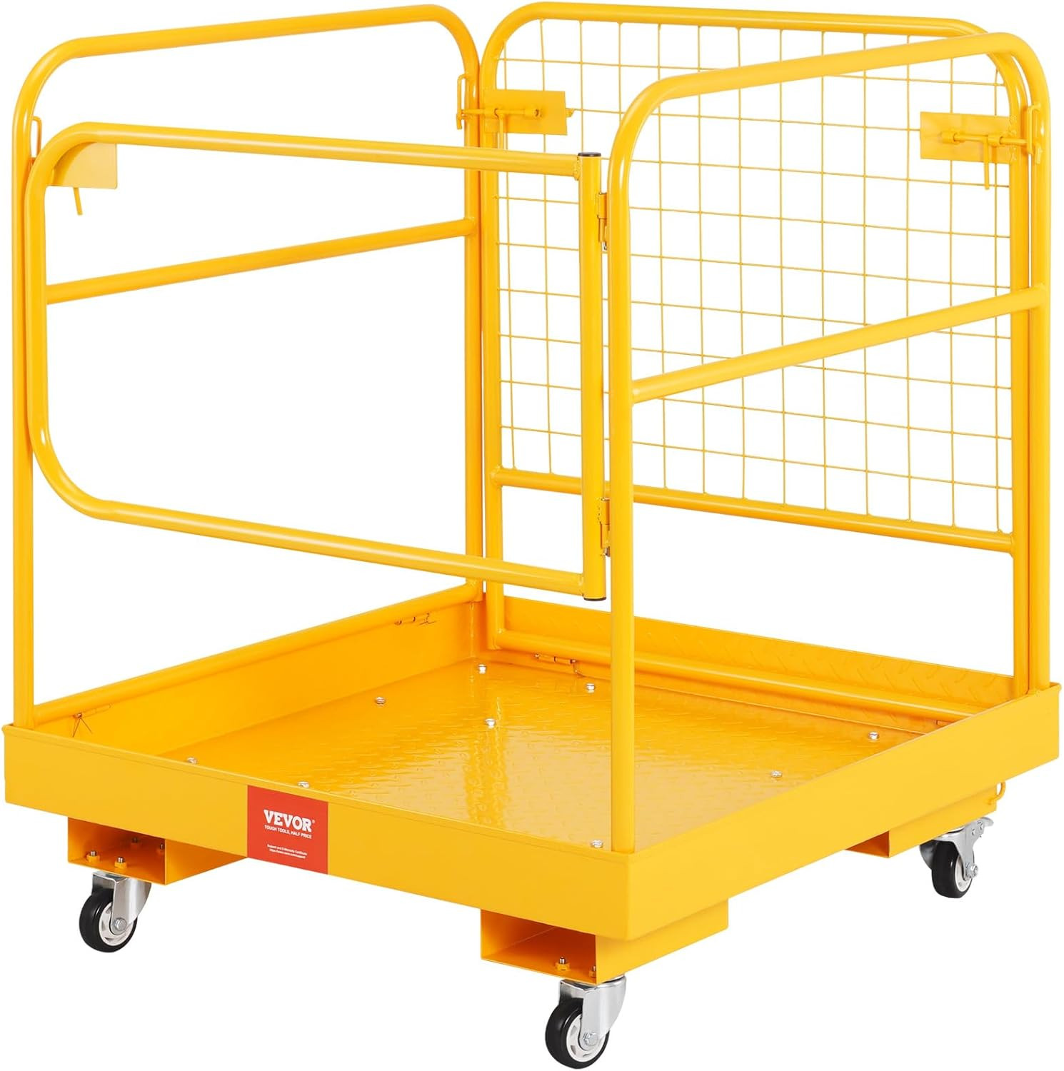 Collapsible Forklift Man Basket Safety Cage 1200 Lbs Capacity with Wheels