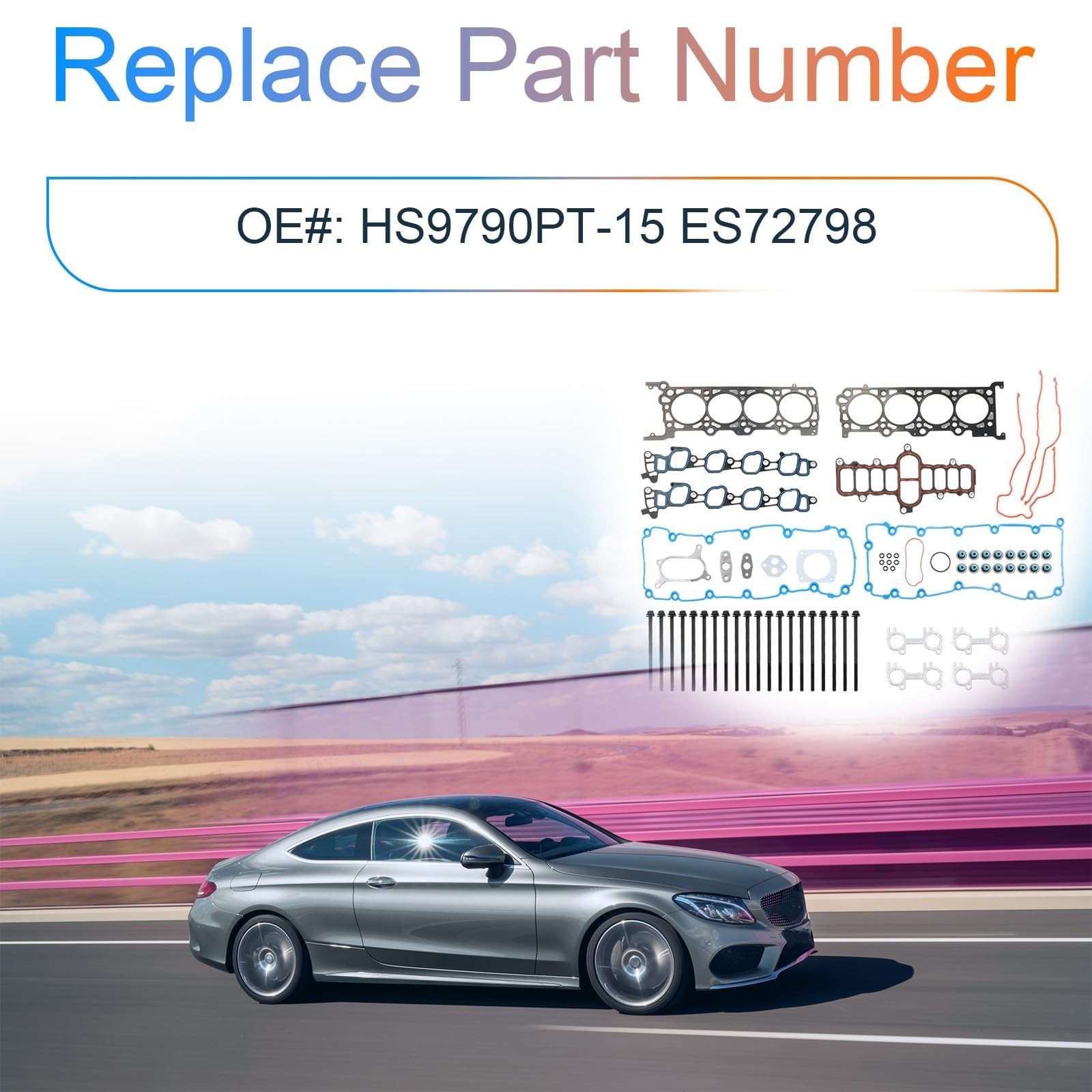 5.4L Engine Cylinder Head Gasket Set w/Bolts Fit for Ford E-150 E-250 E-350 E…