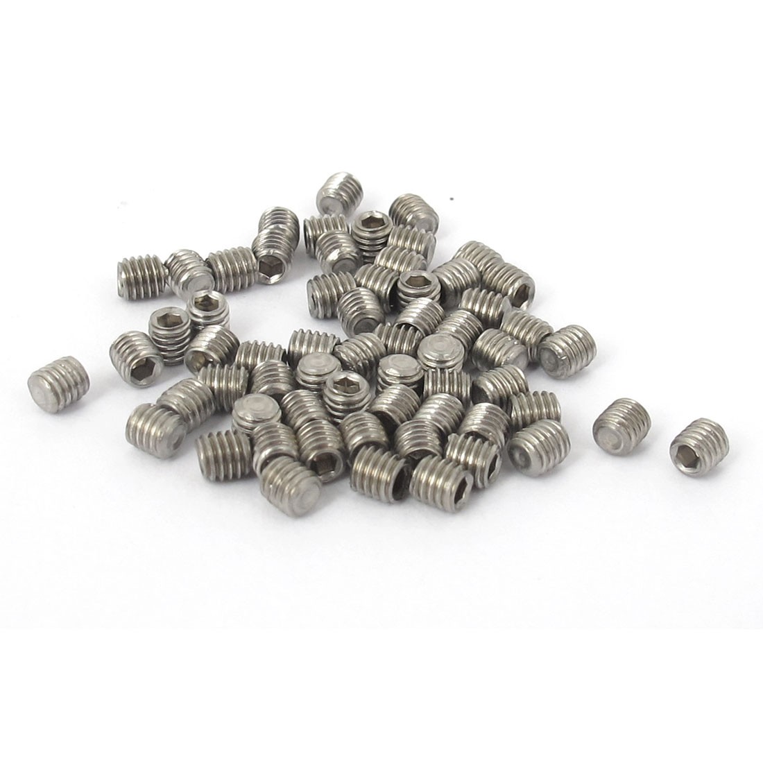 M3x3mm Stainless Steel Hex Socket Set Cup Point Grub Screws Silver 50pcs