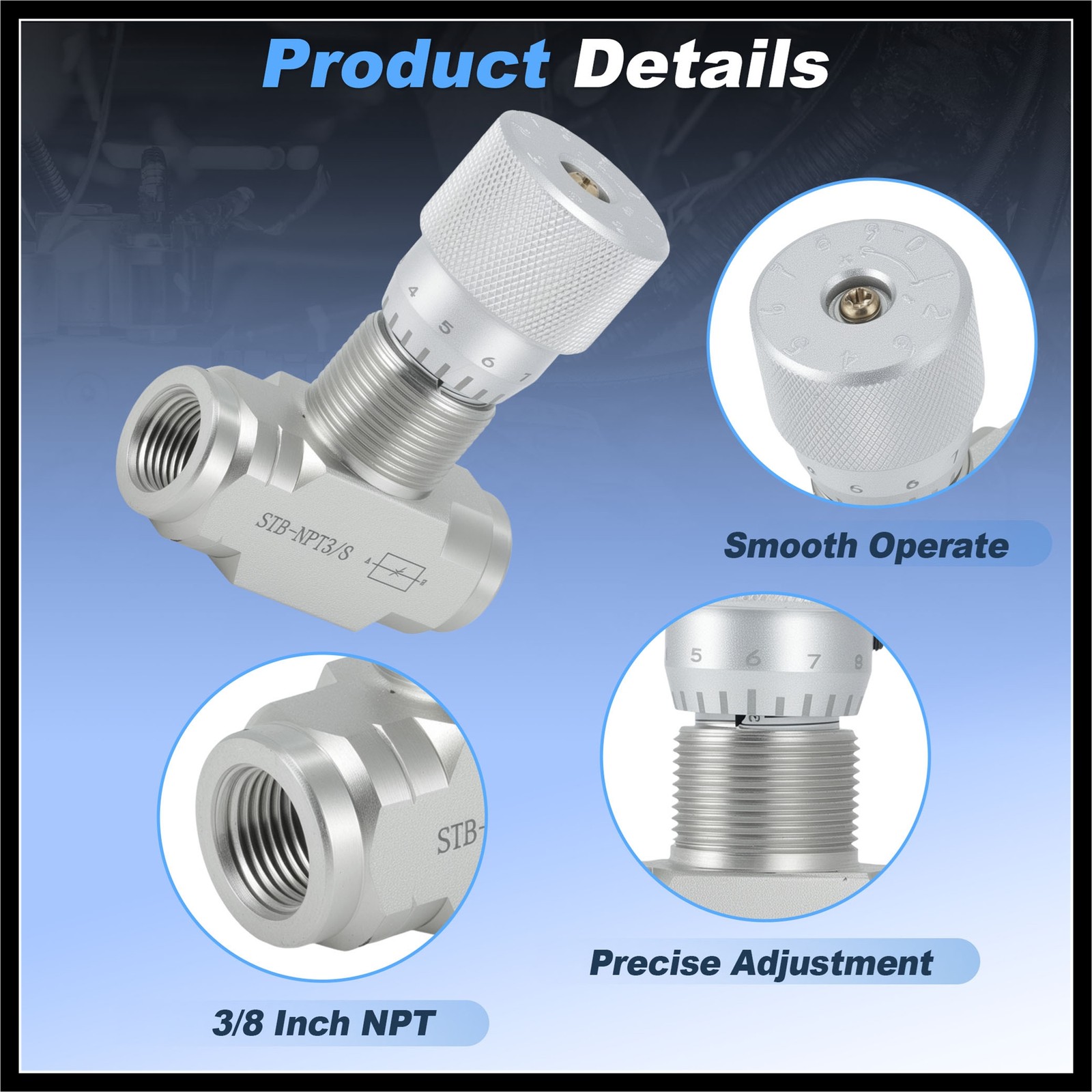 3/8Inch NPT Hydraulic Flow Control Needle Valve 5800PSI Two Way
