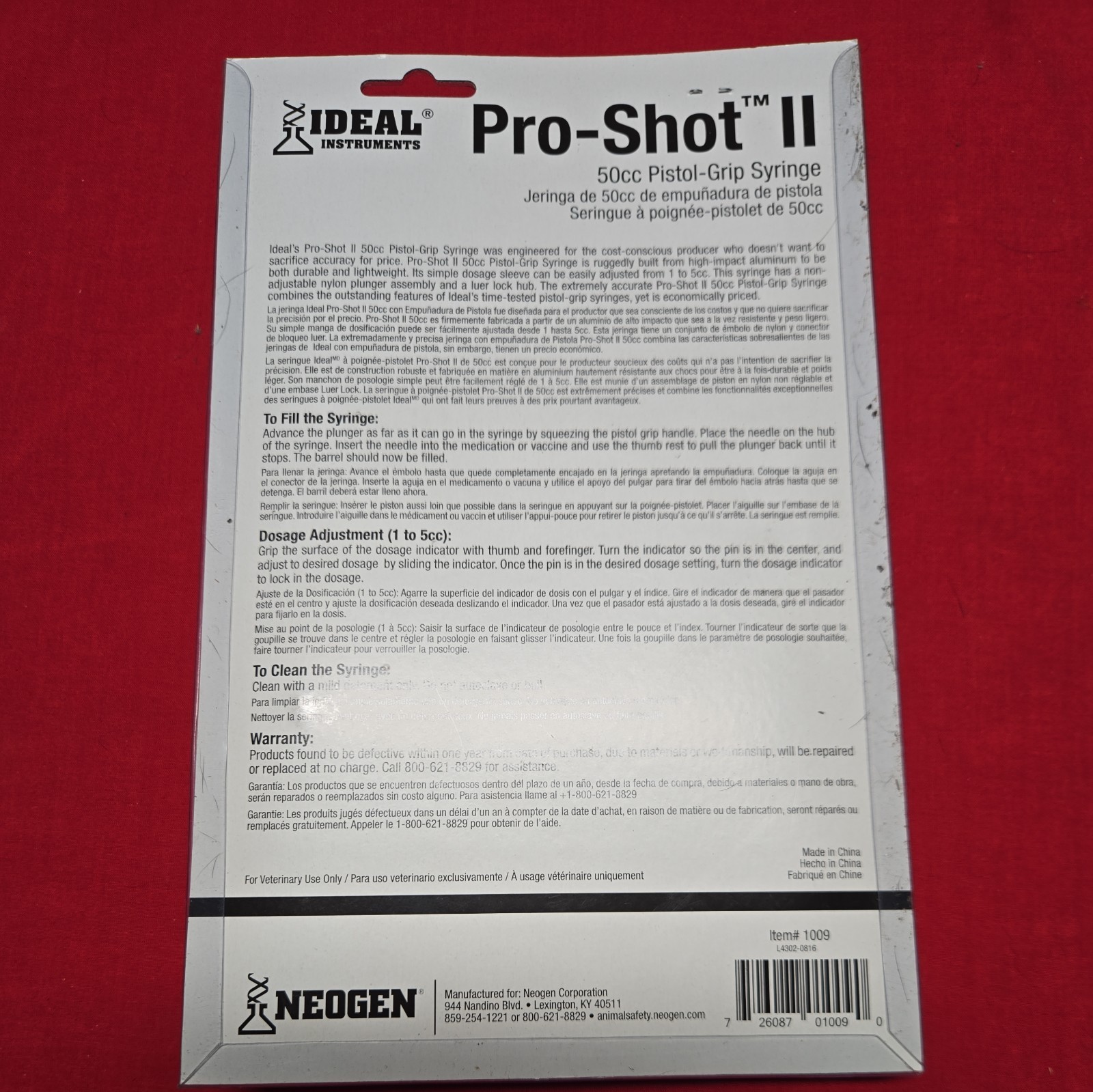 Ideal Instrument Pro-Shot ll 50 cc Pistol-Grip Syringe New