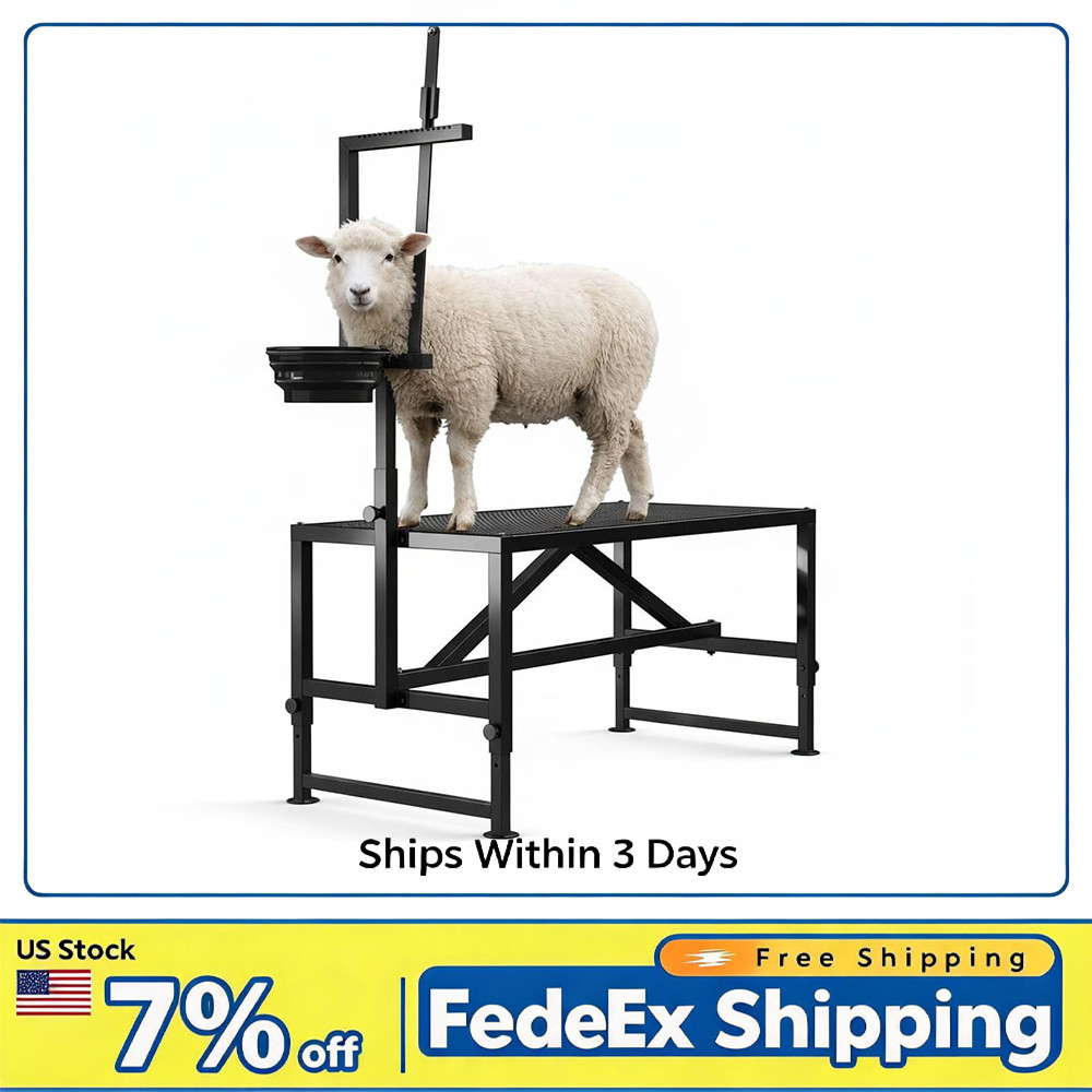 Adjustable Goat Milking Stand 47″ 600 LBS, Heavy Duty w/ Feed Bin & Headpiece