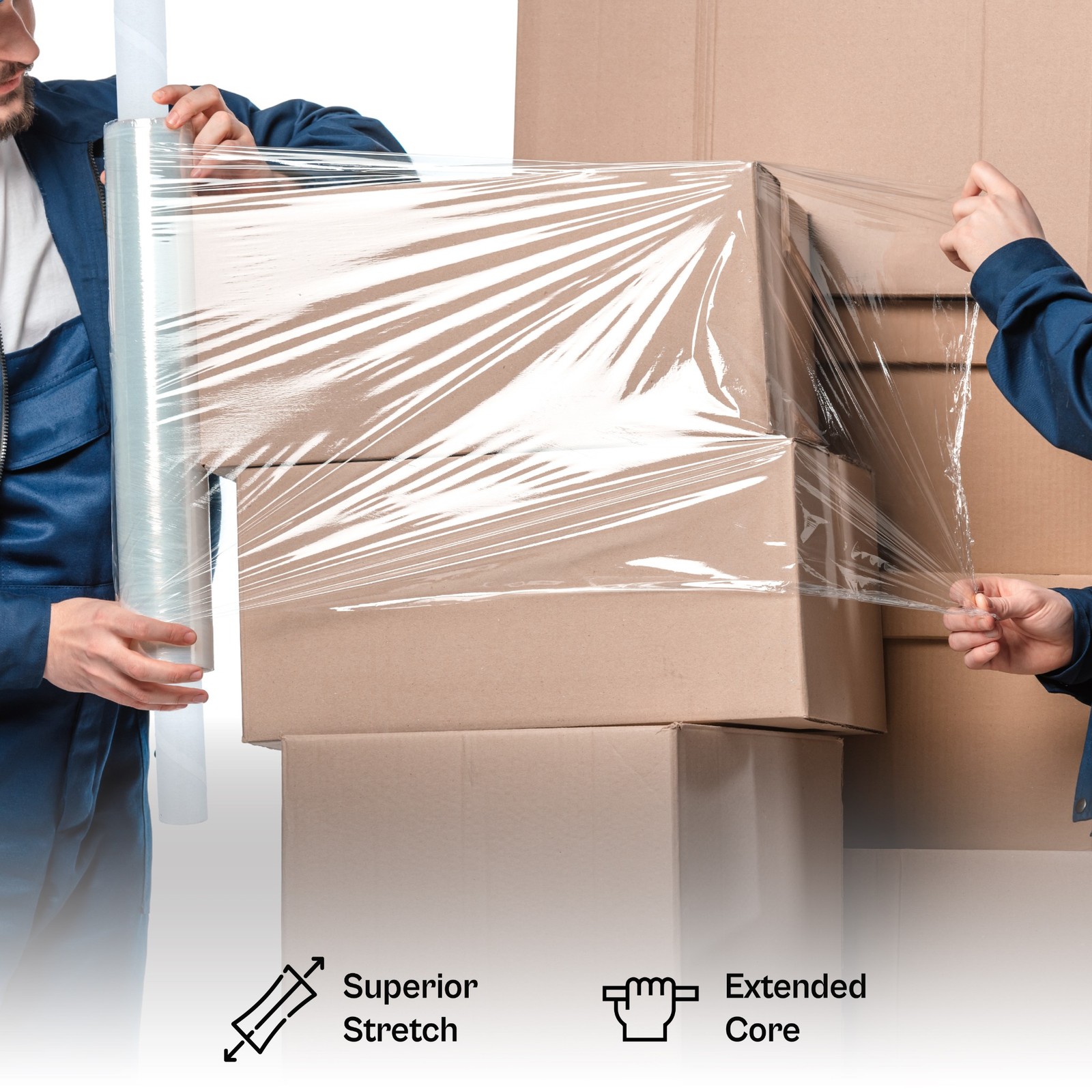 10″ x 1000′ 80 Gauge Clear Pallet Extended Stretch Film Pipe Shrink Wrap 4 Rolls