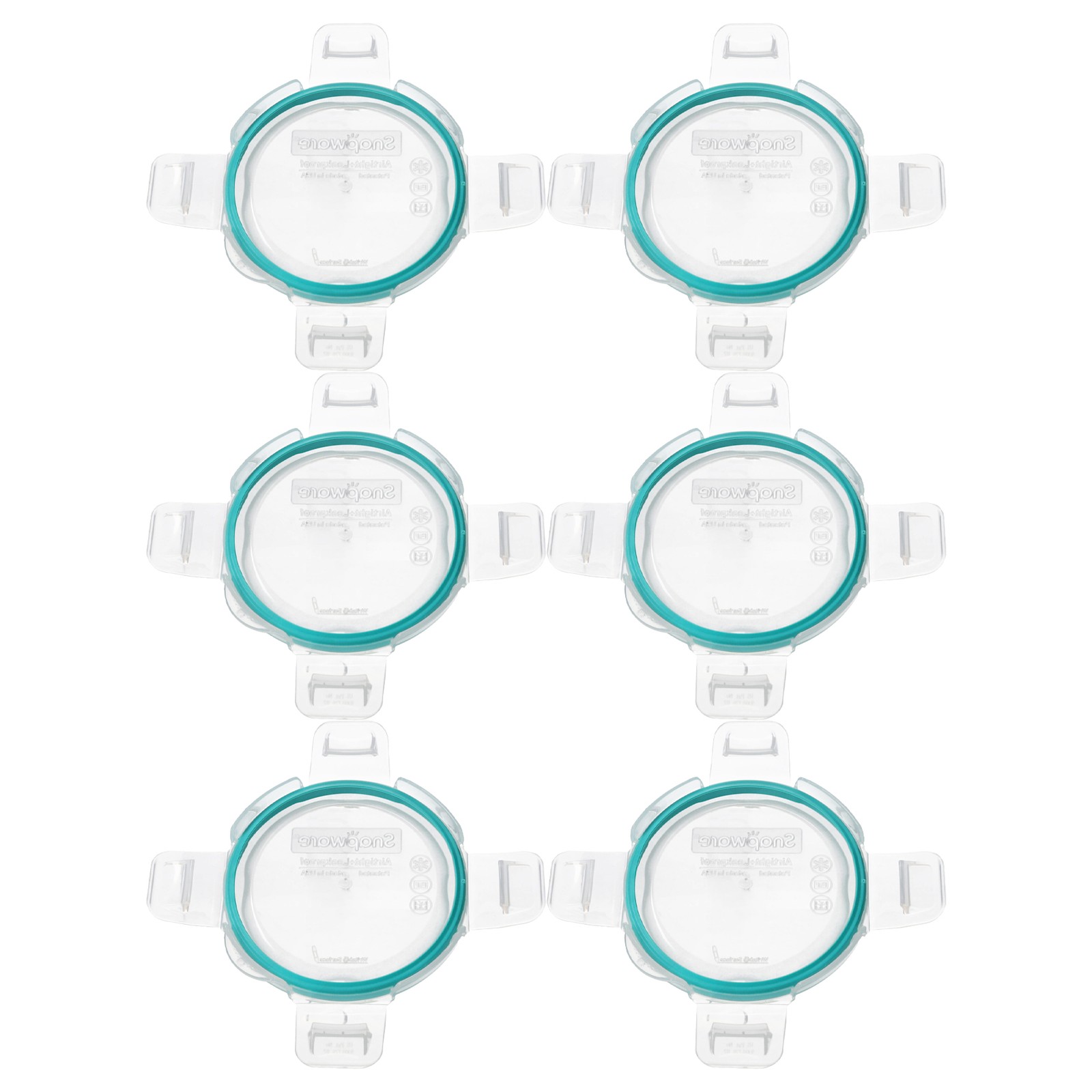 Snapware 7202R 1-Cup Clear Total Solutions Lid w/ Teal Blue Gasket (6-Pack)