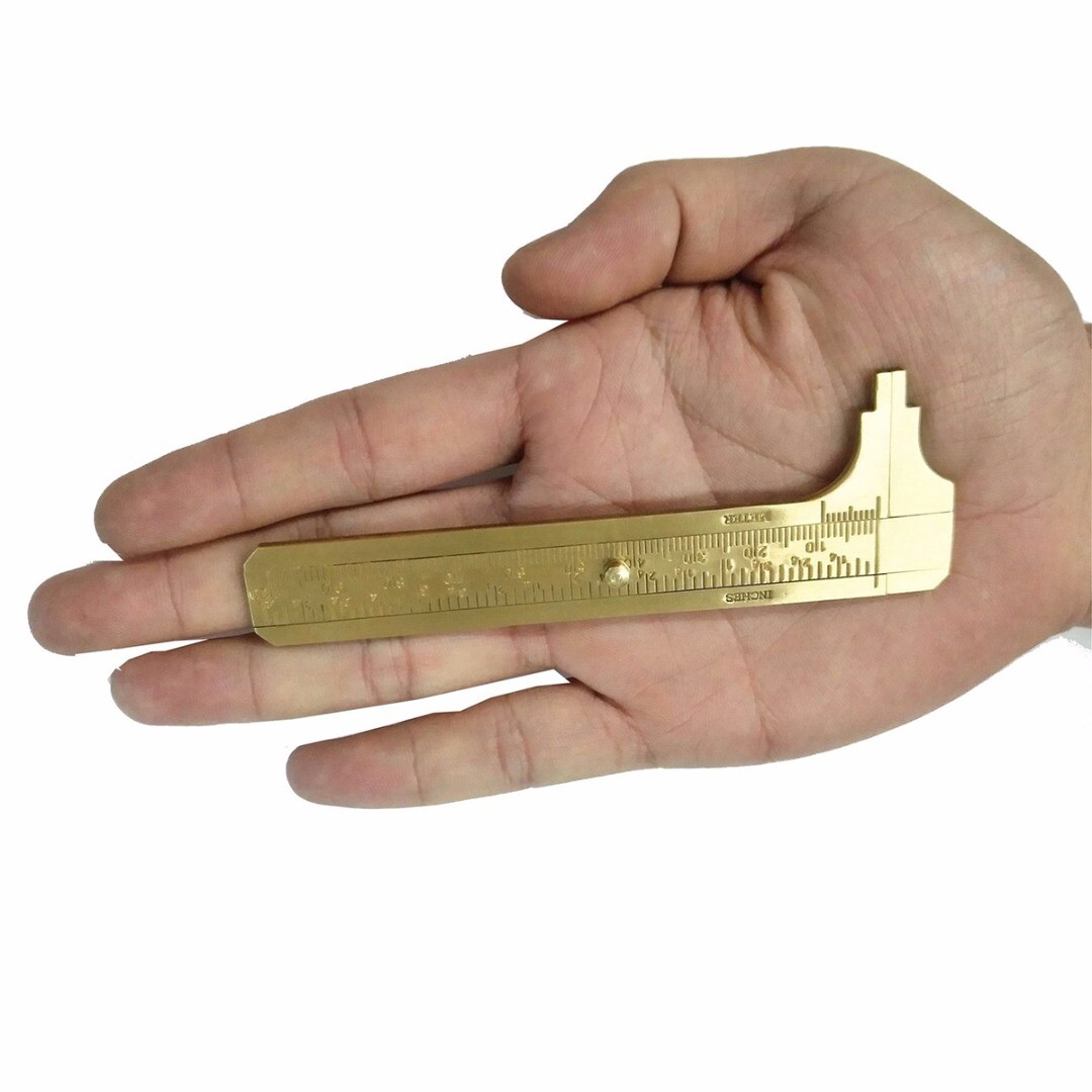 Mini Metal Scale Brass Sliding Gauge Vernier Caliper Pocket Measuring Ruler