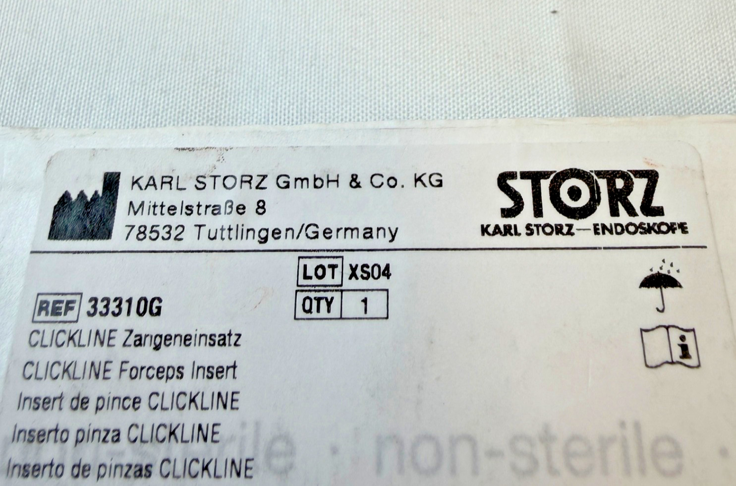 Karl Storz 33310G Clickline Forcep Insert 2×4 Teeth Double-Action Jaws 5mmX36cm