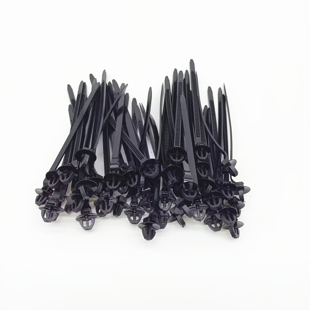 50PCS Nylon Cable Tie Fastener Clips Car Loom Hose Clamp Fastening Zip Strap Kit