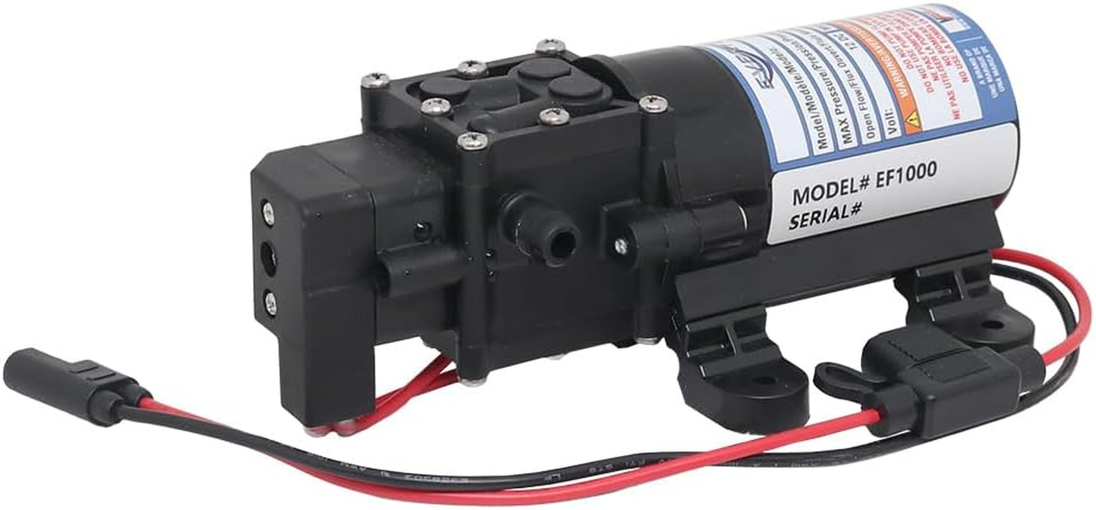 EF1000-BOX 12V Diaphragm Pump with 3/8″ Hose Barb Ports, 1.0 Gpm