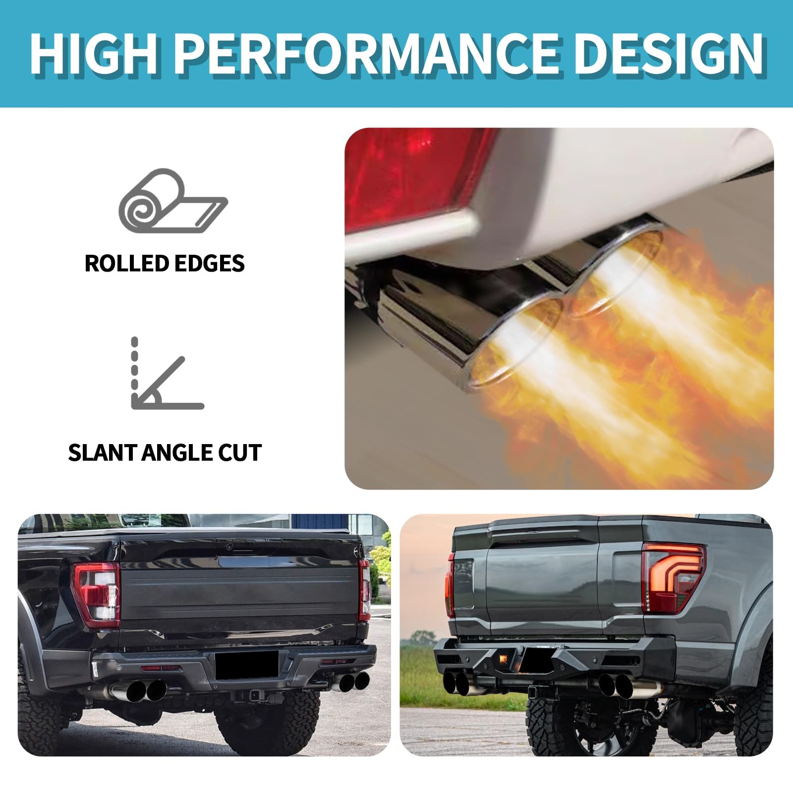 Polished Stainless Steel Dual Exhaust Tip 3″ Inlet 3″ Outlet 9.5″ Overall