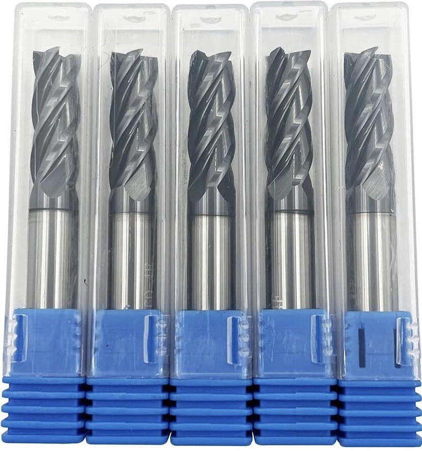 5 PCS 5/16″ 4 Flutes Square 45° Helix Carbide End Mill Bit AlTiCrN Coated HRC 50