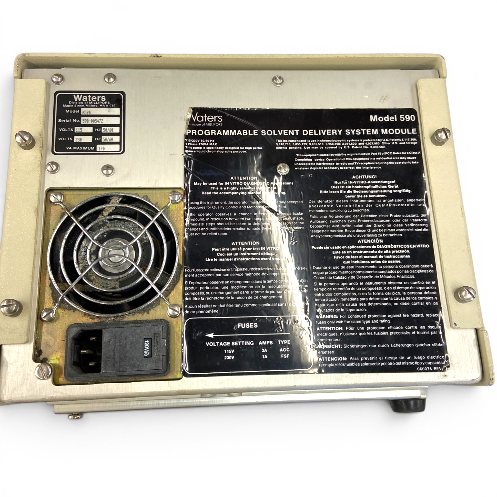 Waters Millipore 590 Programmable HPLC Pump Solvent Delivery System Module