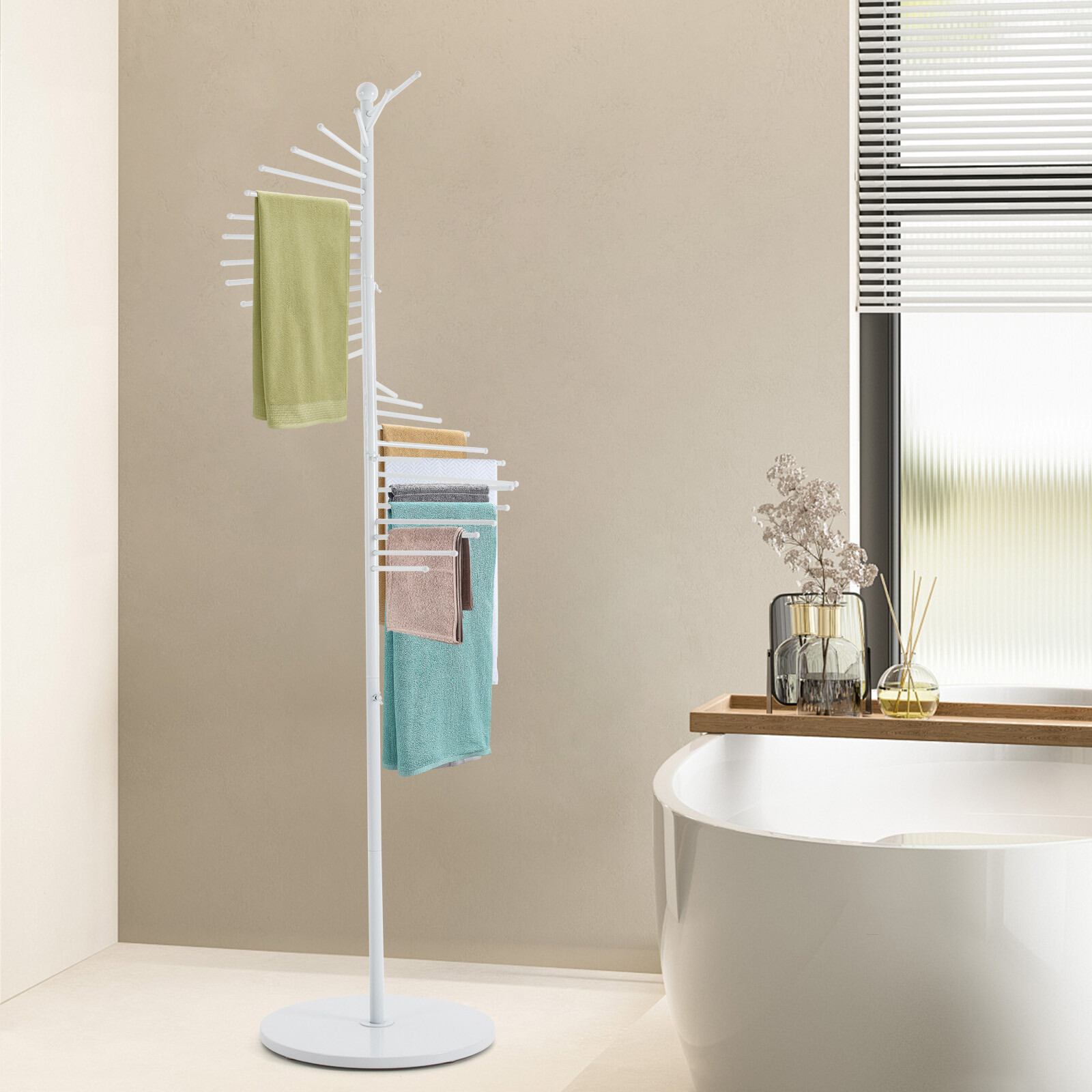 Freestanding Retail Racks White Scarf Display Rack For Scarves Clothes Towls