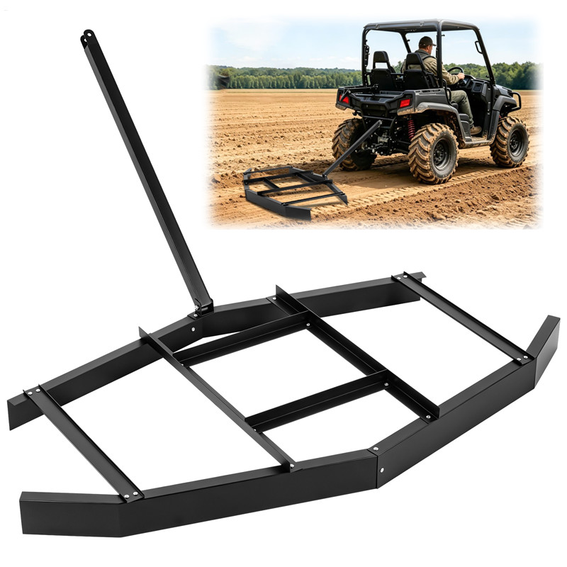 34″ Adjustable Harrow Drag Tow Behind Dethatcher Grader for ATV UTV Lawn Tractor
