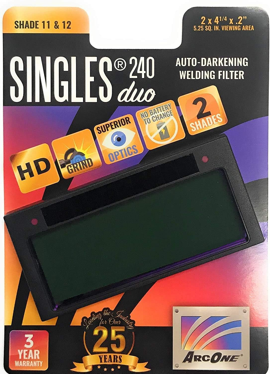 S240Duohorizontal Single Auto-Darkening Filter Welding 2 X 4″ Shade 11/12