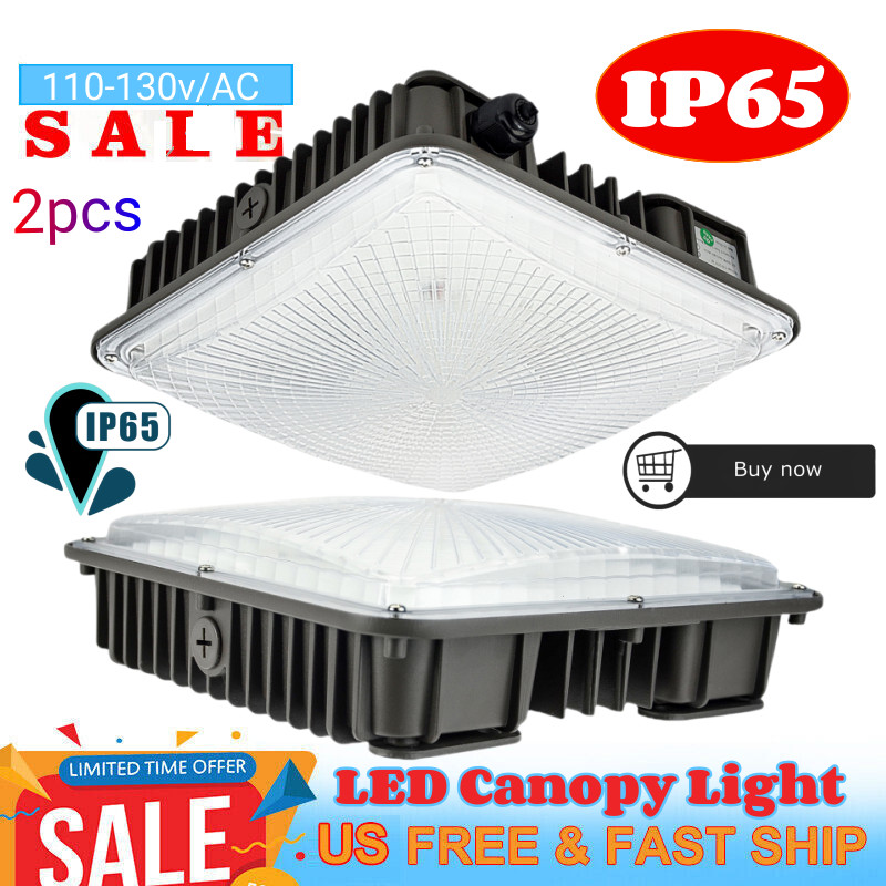 2-Pack LED Canopy Light Commercial Light for Home, Gas Station, Warehouse (70W)