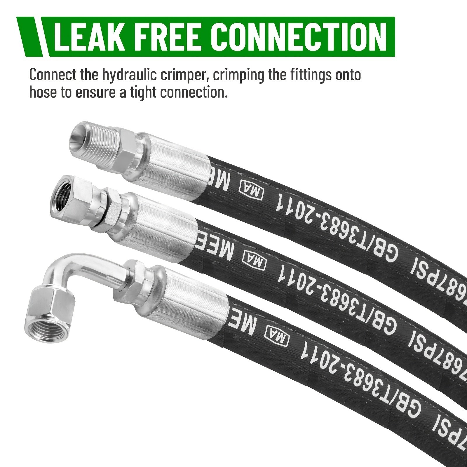 50FT 3/8″ Hydraulic Hose with 16PCS Hydraulic Hose Fittings, 2-Wire Braided Tube
