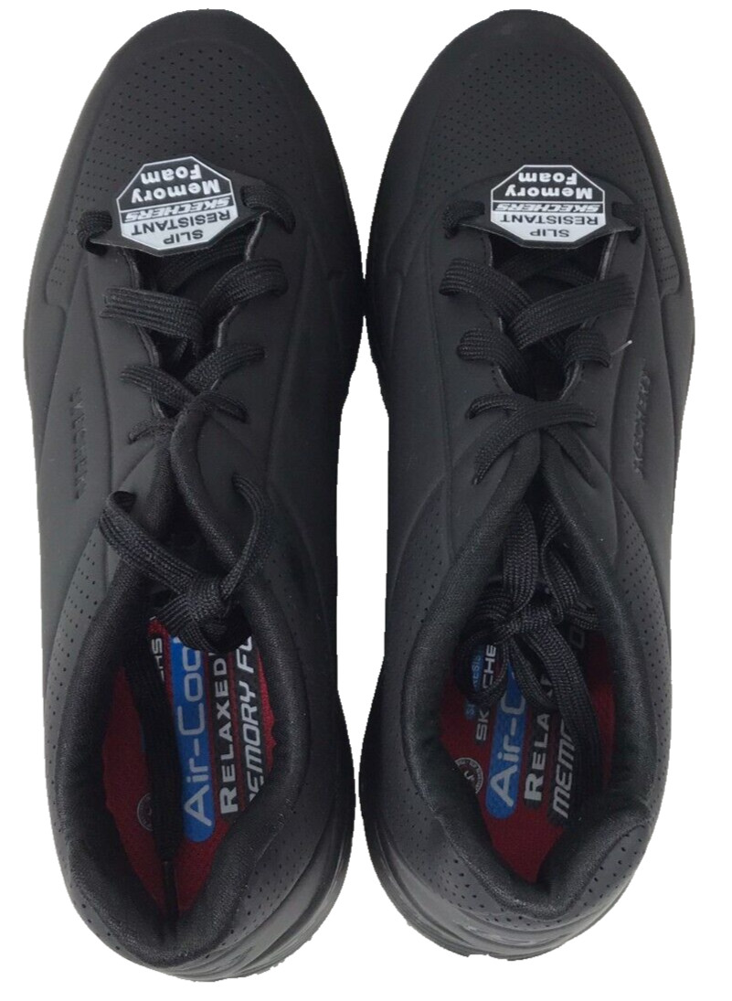 Skechers Men’s Work Relaxed Fit Uno SR Sutal Lace Up Shoes Black Size:10.5 102D