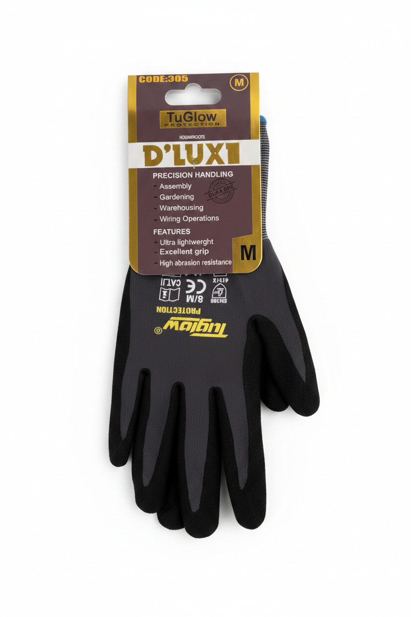 12 Pair DIESEL Blue Safety Gloves Latex Coated Grip Cut Resistant