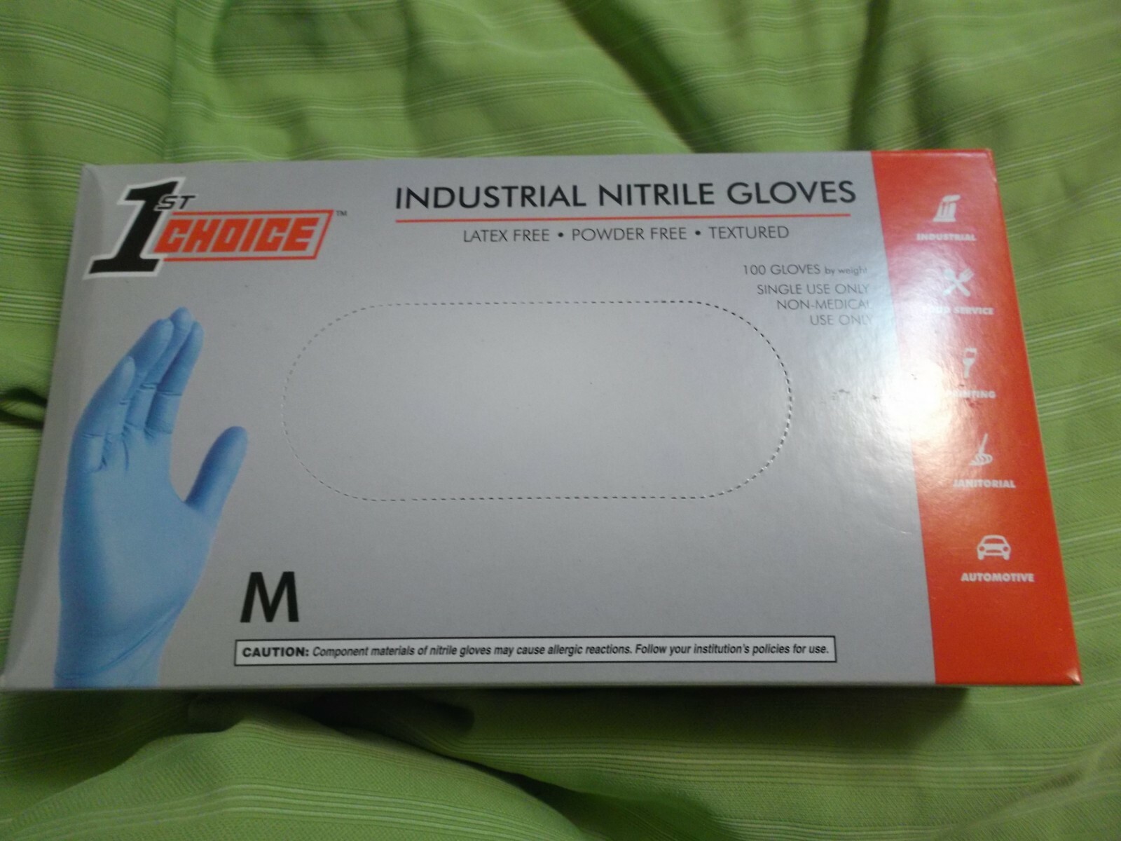 New Box of 100 Blue Nitrile Powder/Latex Free Safety Gloves-Sz Medium-US Seller