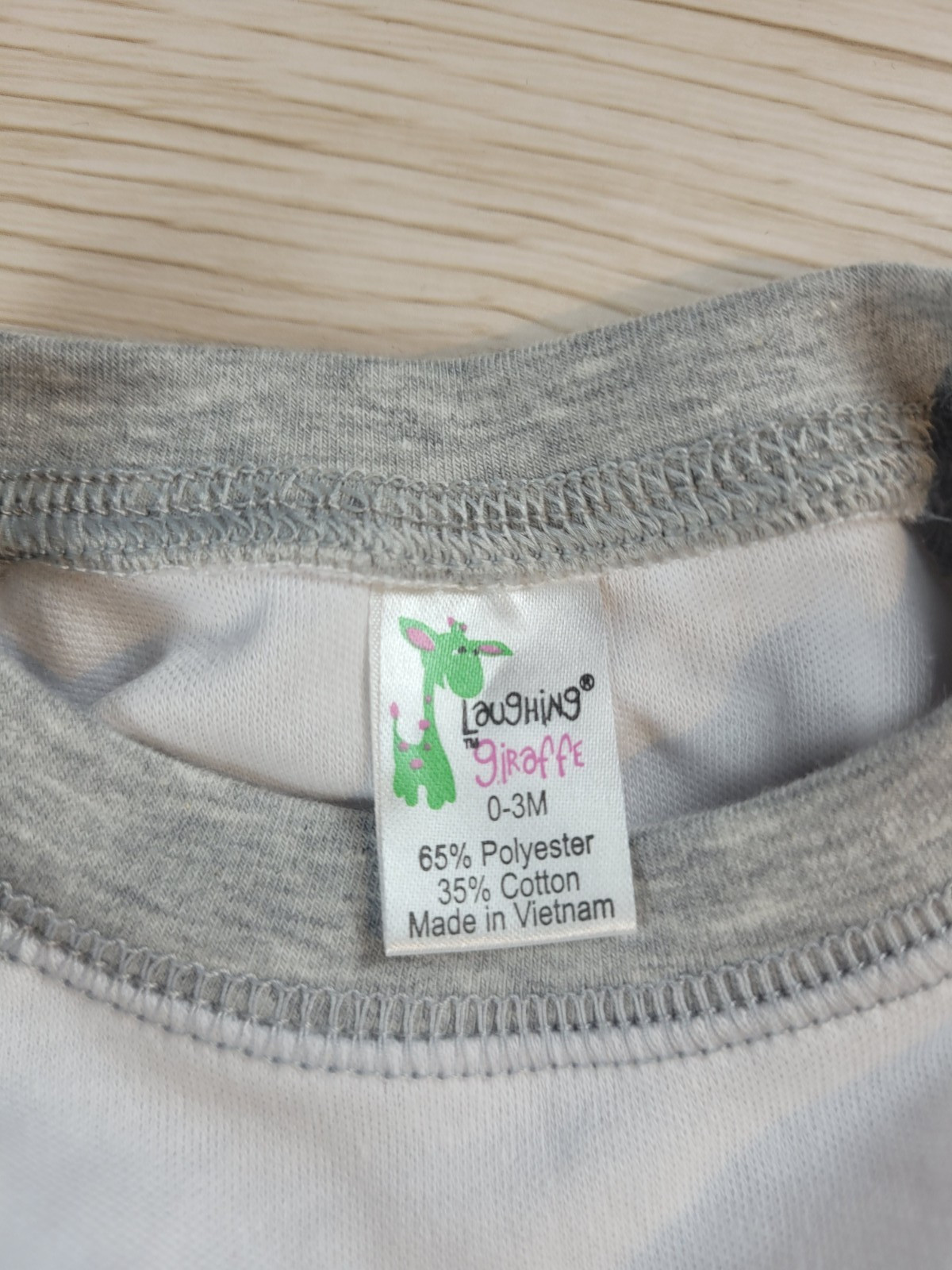 Baby One-Piece Raglan Sleep N Play blank– White/Gray Polyester Cotton 0-3 month