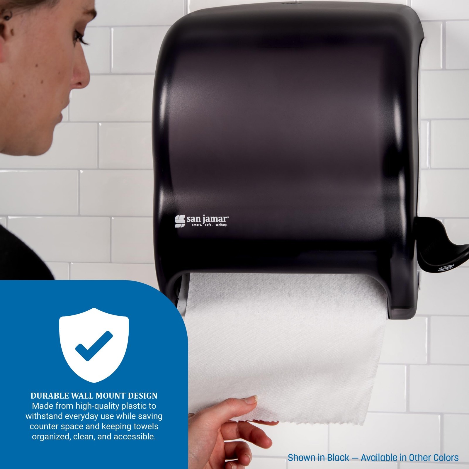 Wall-Mounted Paper Towel Dispenser – Universal Fit for All Core Sizes, Black Pea