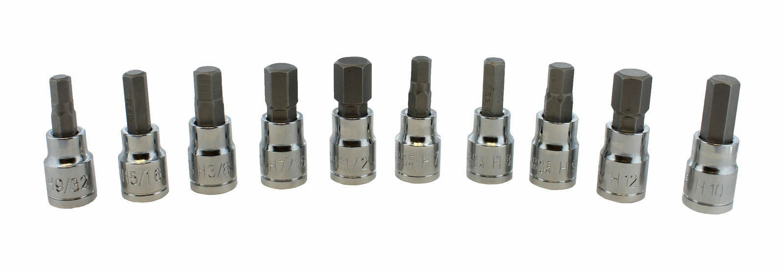 32Pcs SAE And Metric Master Hex Bit Socket Set Standard Allen 1/4″ 3/8″ 1/2″ Dr