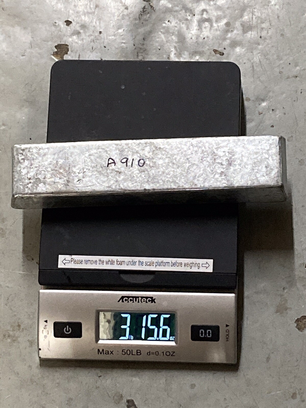 ZINC BAR 4 Lbs. Been Tested #910