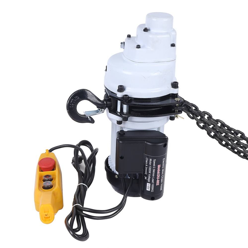 1000kg/2205lbs Electric Chain Hoist Single Phase Hoist Crane 10 FT Chain 1.3KW
