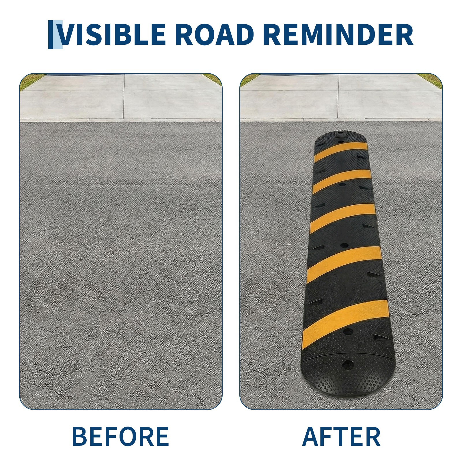 7 FT Rubber Speed Bump, 84″ Speed Bumps with End Caps, 25,000LBS Capacity
