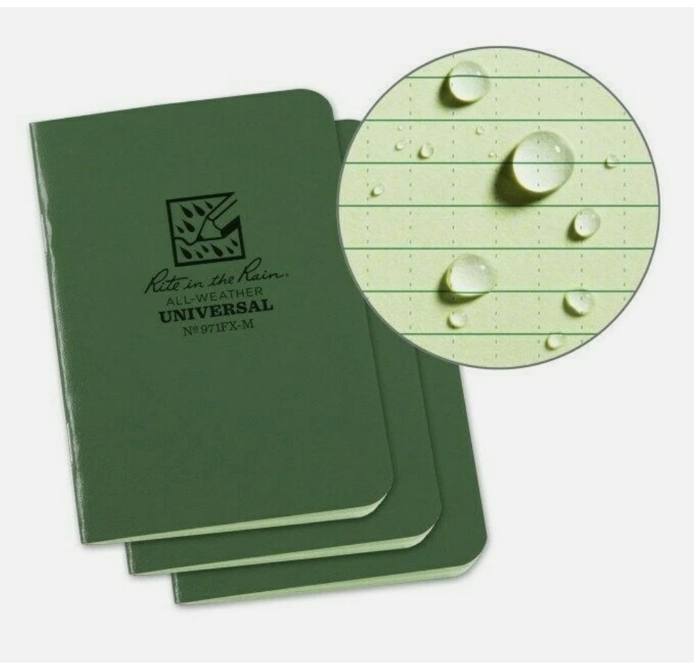 Rite In The Rain Mini Stapled Binding Notebook (Single) Green Field-Flex Cover
