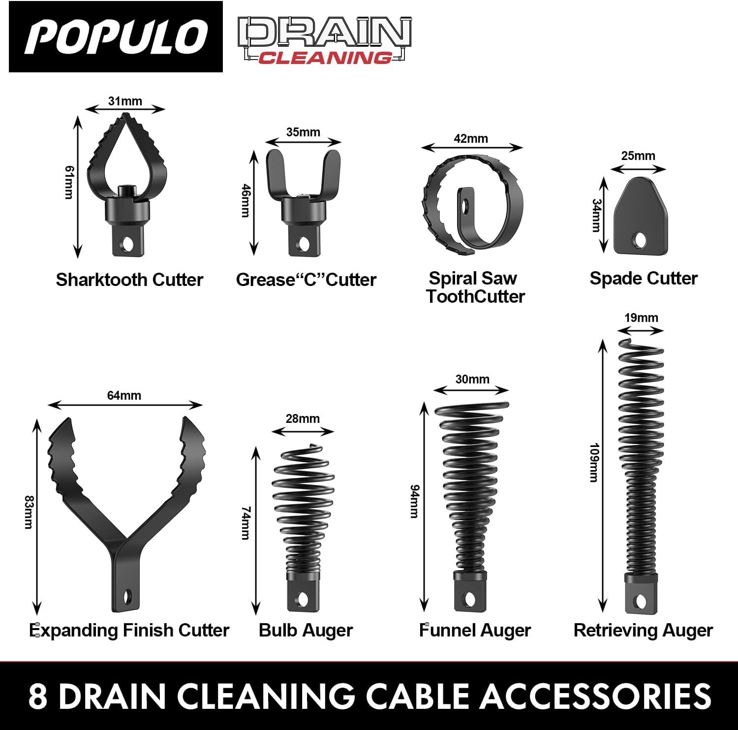 8-Piece Drain Snake Drill Attachment – Tackle Any Clog with Precision
