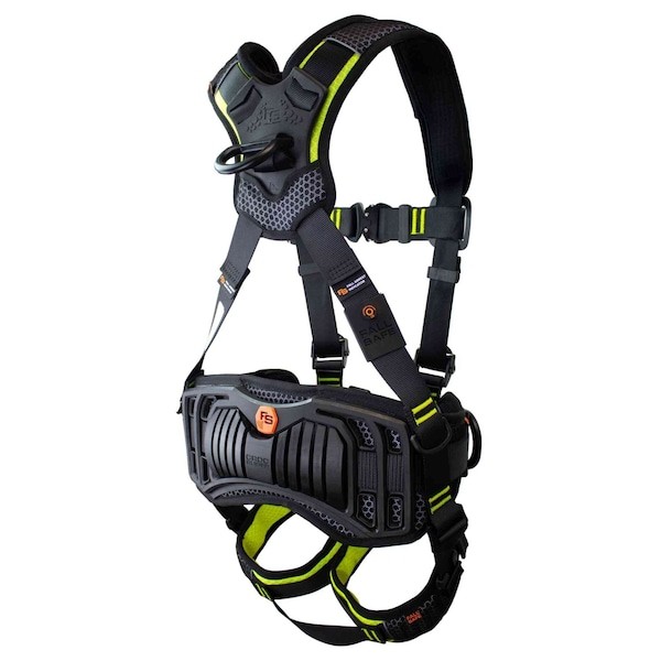 Fall Safe Fs240ic-L/Xl Safety Harness, Aluminum, L/Xl, Black/Green