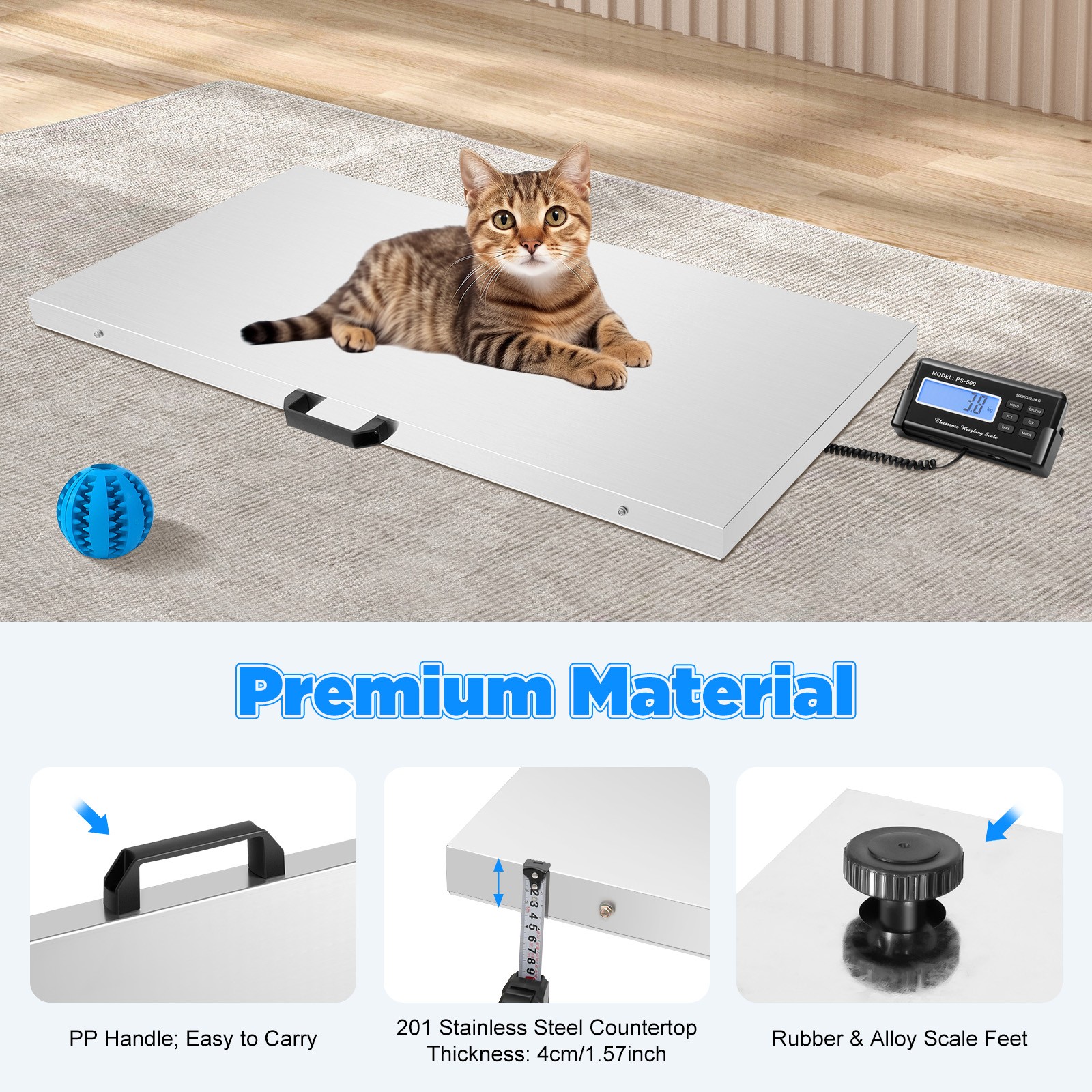 Vet Scale 500kg Veterinary Scale 1100LB PS-500 Livestock Floor Animal Pet Scale