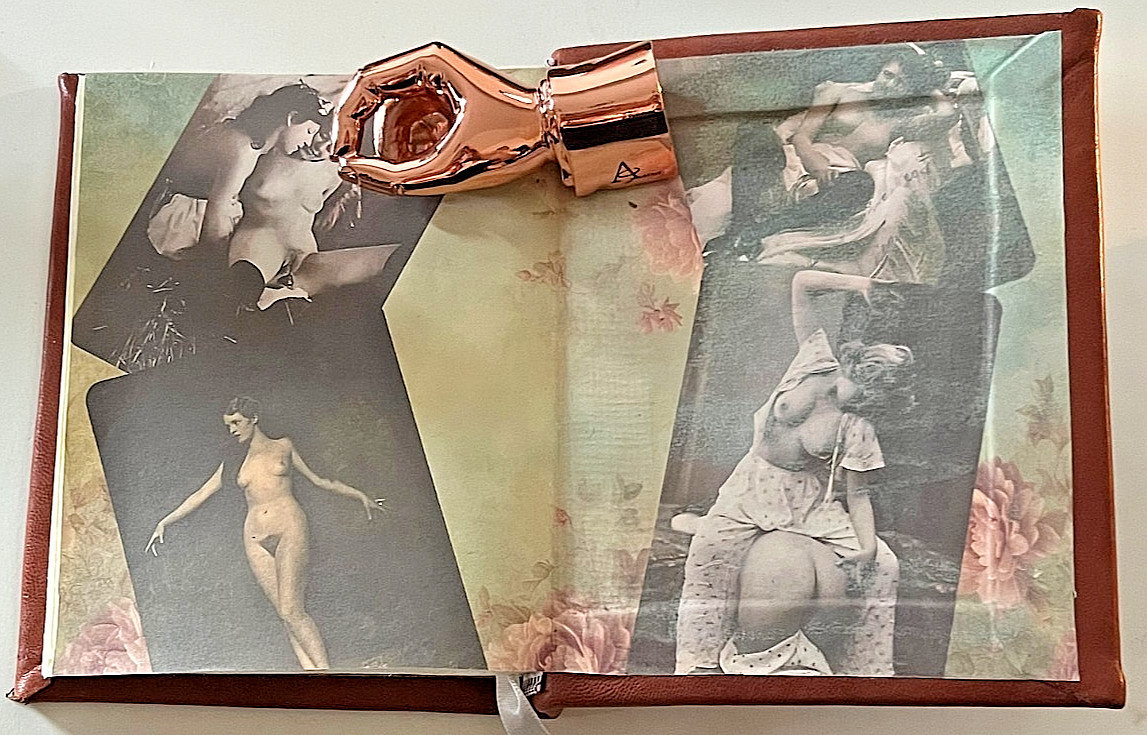 Handmade Leather Journal Hand Sewn Cotton Linen Paper Vintage Boudoir Endpapers