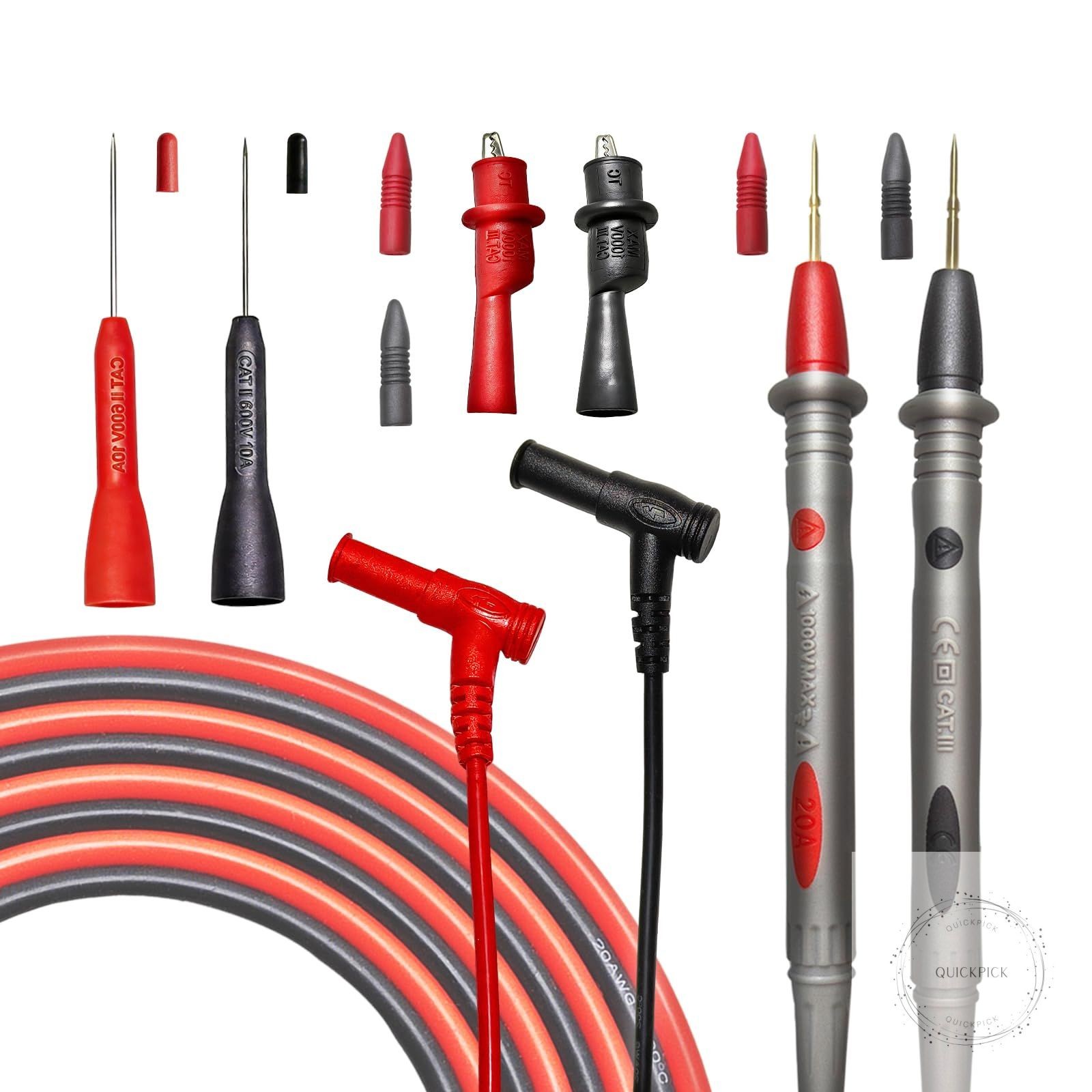 Multimeter Leads Kit 49″ Premium Silicone Multimeter Test Lead Set CAT III 1000V