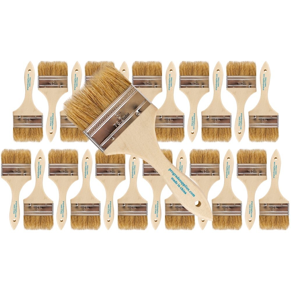 24Pk – 3″ Chip Brushes for Paints, Stains, Varnishes, Glues & Gesso