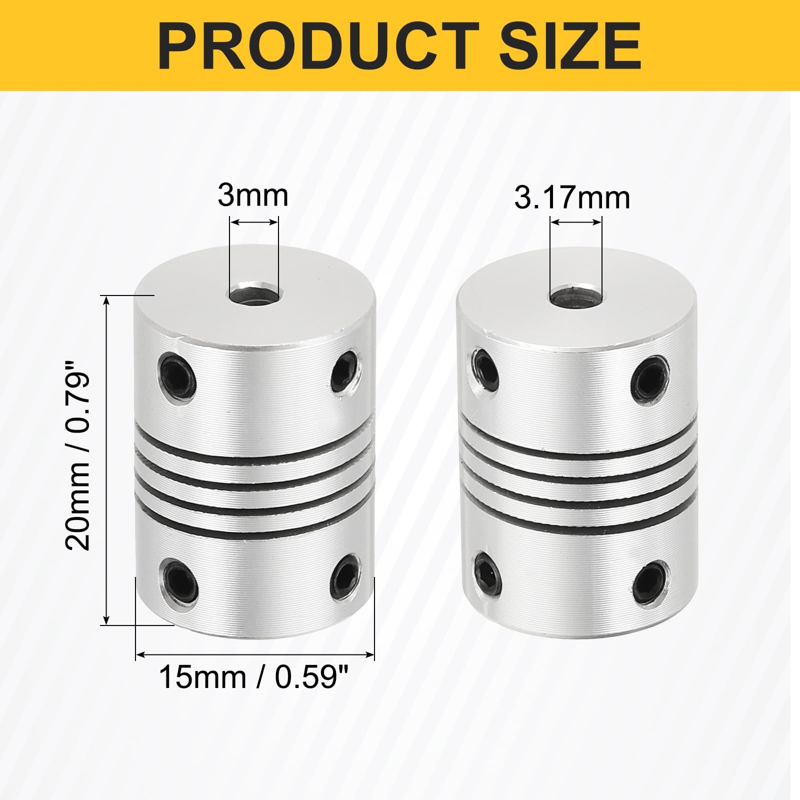 uxcell 3mm to 3.17mm D15xL20mm Flex Coupling
