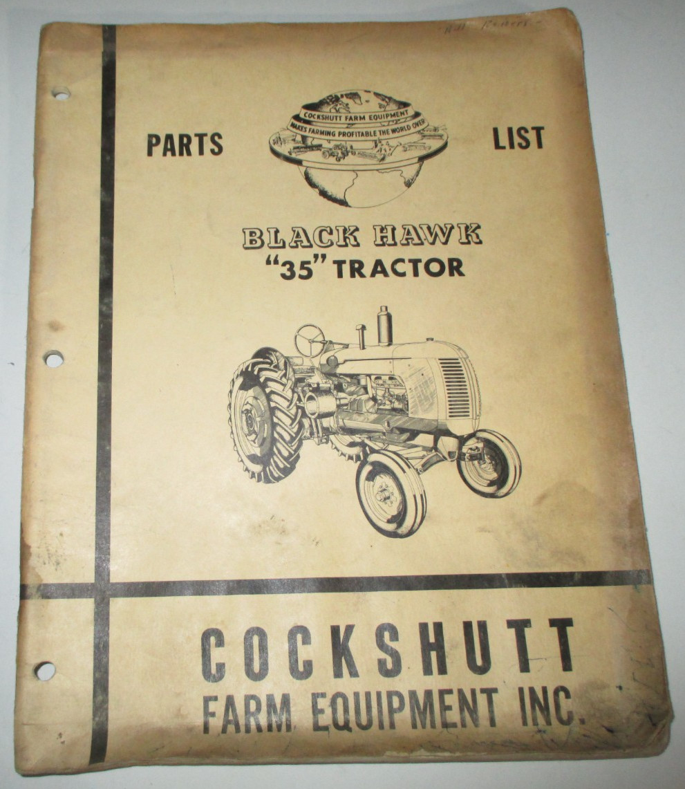 Cockshutt Black Hawk 35 Tractor Parts Catalog Manual Book ORIGINAL! 2-56