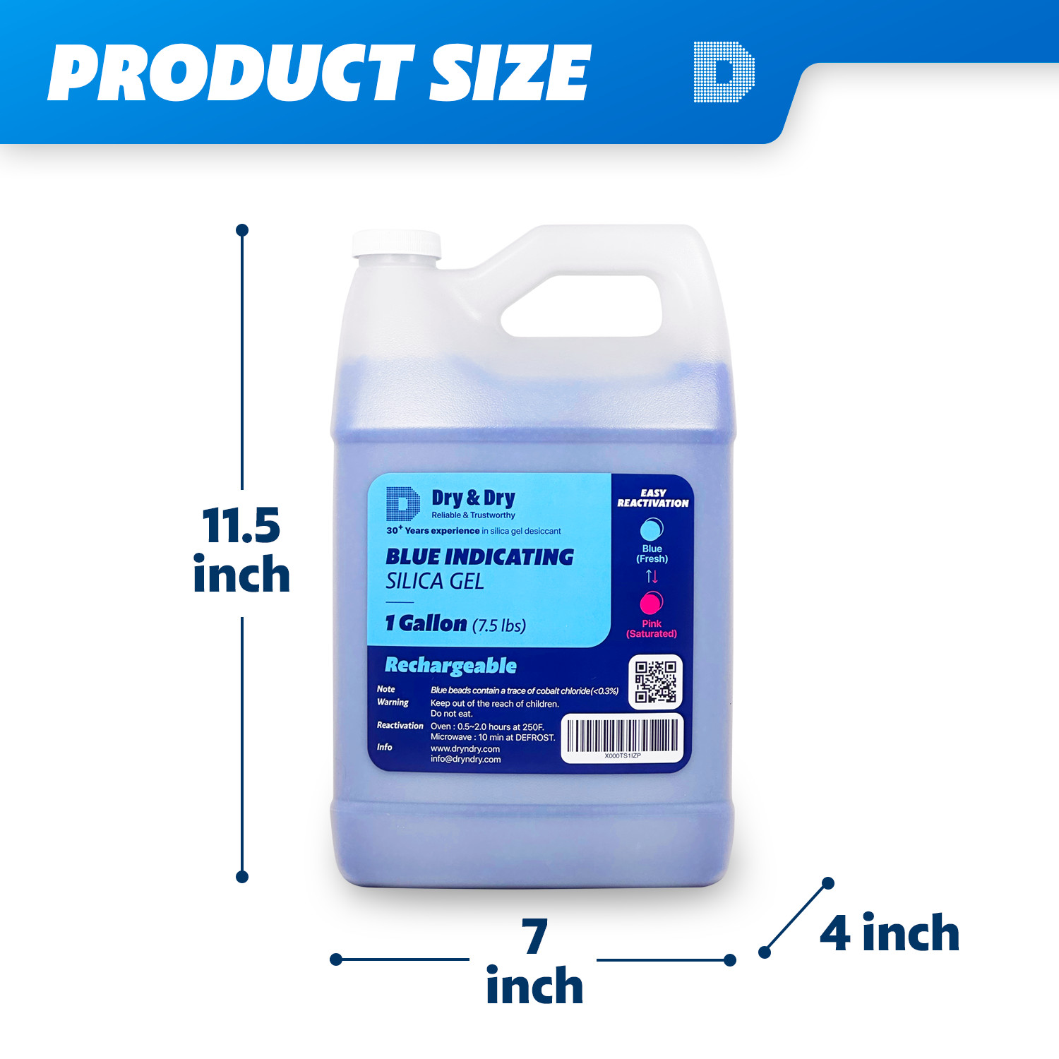 4 Gallon(30 LBS) «Dry & Dry» Premium Blue Indicating Silica Gel Desiccant Beads