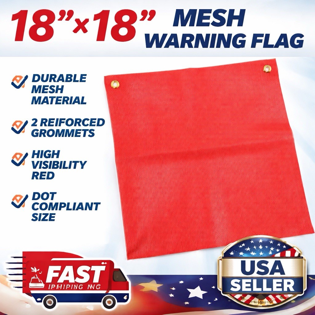(1 Pack) Oversize Load Signs Traffic Safety Flags Warning – 18 X 18 – Red – Mesh