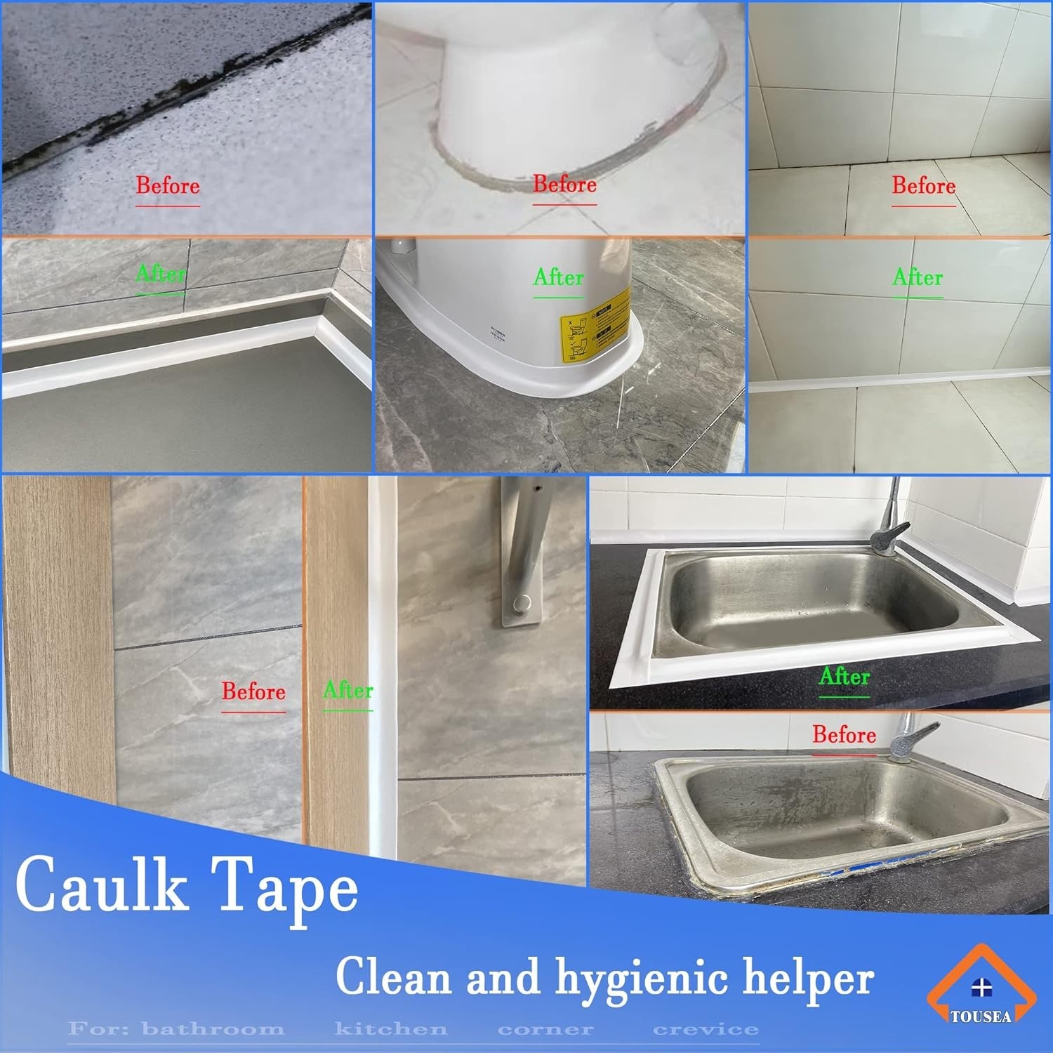 White Caulk Tape for Bath & Kitchen,Caulking Tape for Bathroom Caulking White…