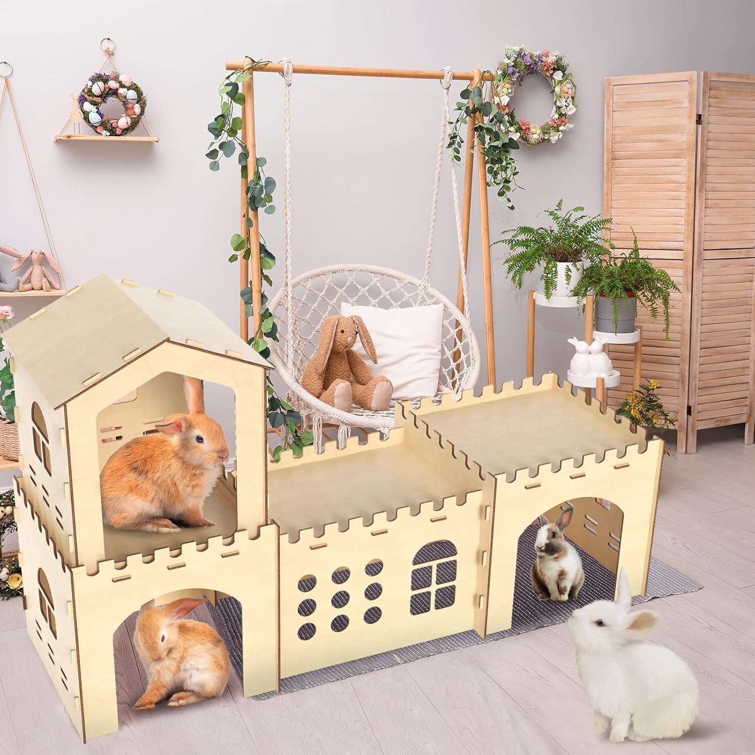Woiworco Extra Large Rabbit Hideout Wooden Rabbit house