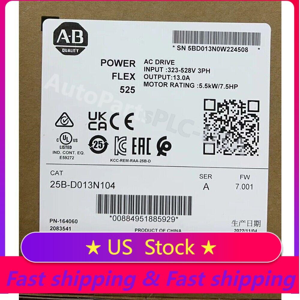 2022 Allen-Bradley PowerFlex 525 AB 25B-D013N104 AC Drive US Free Tax