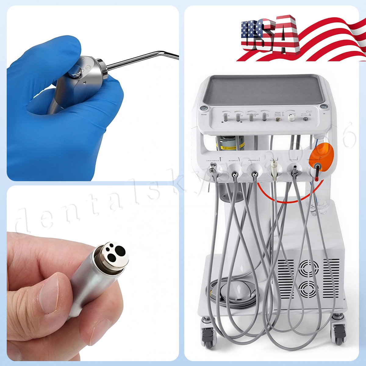Dental mobile Delivery Unit Treatment Cart with Compressor scaler Curing Light