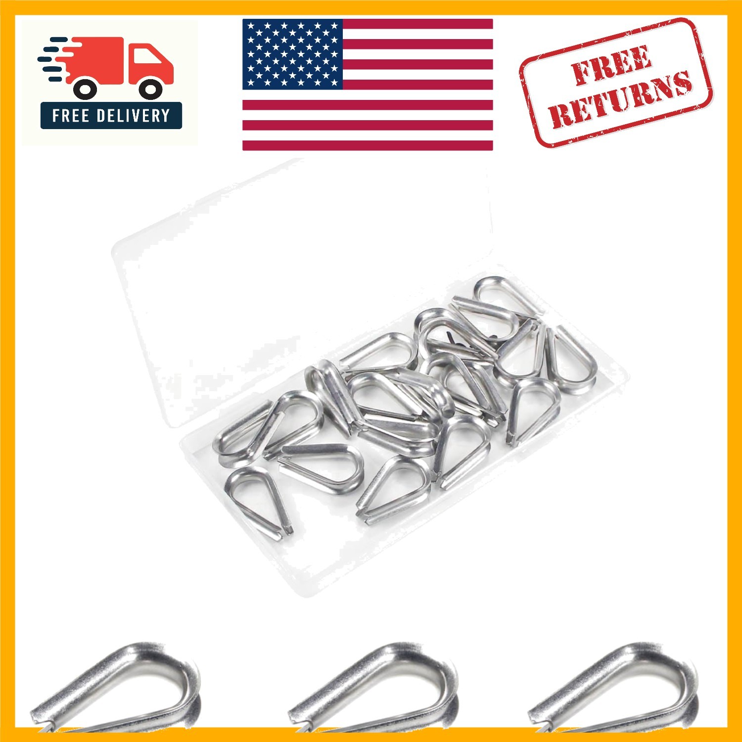 M5 (3/16 Inch) Wire Rope Thimbles – 20 Pcs for Industrial and Marine Rigging