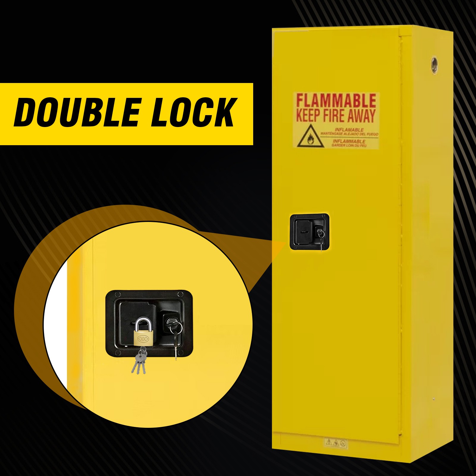 16 Gal Fireproof Flammable Cabinet, Industrial Storage with Leak Sump & Vents