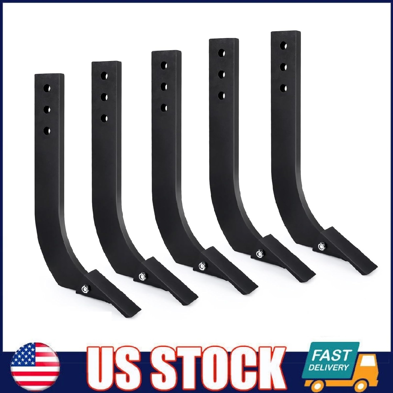 5 Pack 16” Box Blade Shank Ripper Shank ,Box Scraper Shank Teeth Pins,3 Holes
